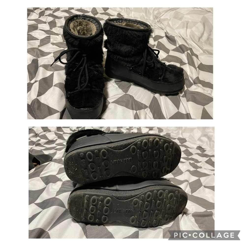 Black Furry moon Boots